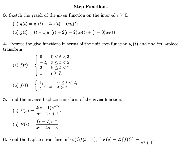 Step Functions 3 Sketch The Graph Of The Given Chegg Com