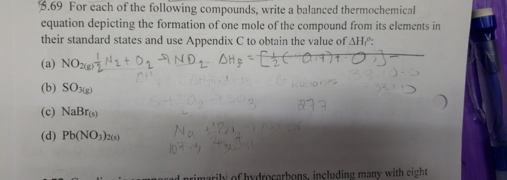 Write a balanced thermochemical equation depicting the formation 04 picture