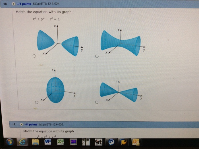 Match The Equation With Its Graph X 2 Y 2 Z 2 Chegg Com