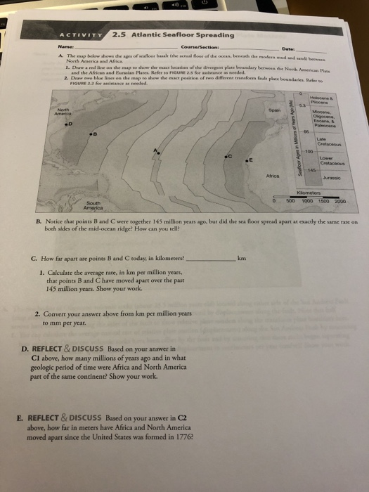 Solved Activity 2 5 Atlantic Seafloor Spreading A The Ma