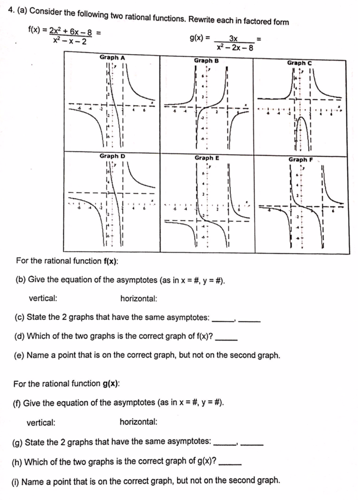 Solved 4 A Consider The Following Two Rational Functio Chegg Com