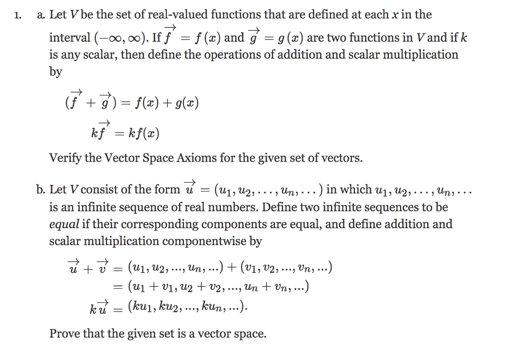 Solved 1 A Let Vbe The Set Of Real Valued Functions Tha Chegg Com