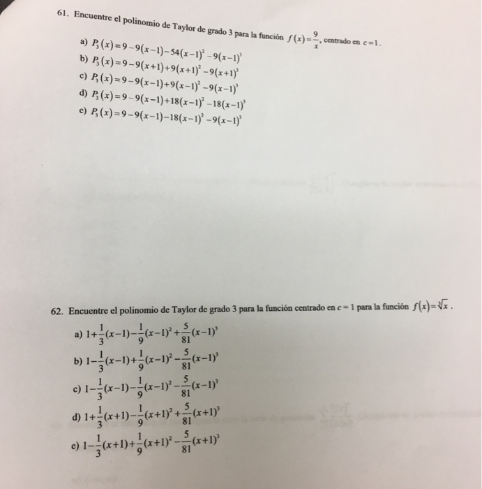 Solved Encuentre El Polinomio De Taylor De Grado 3 Para L Chegg Com