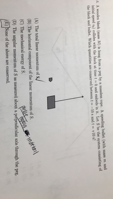 Solved 4 A Wooden Block Mass M Is Hung From A Peg By A - 