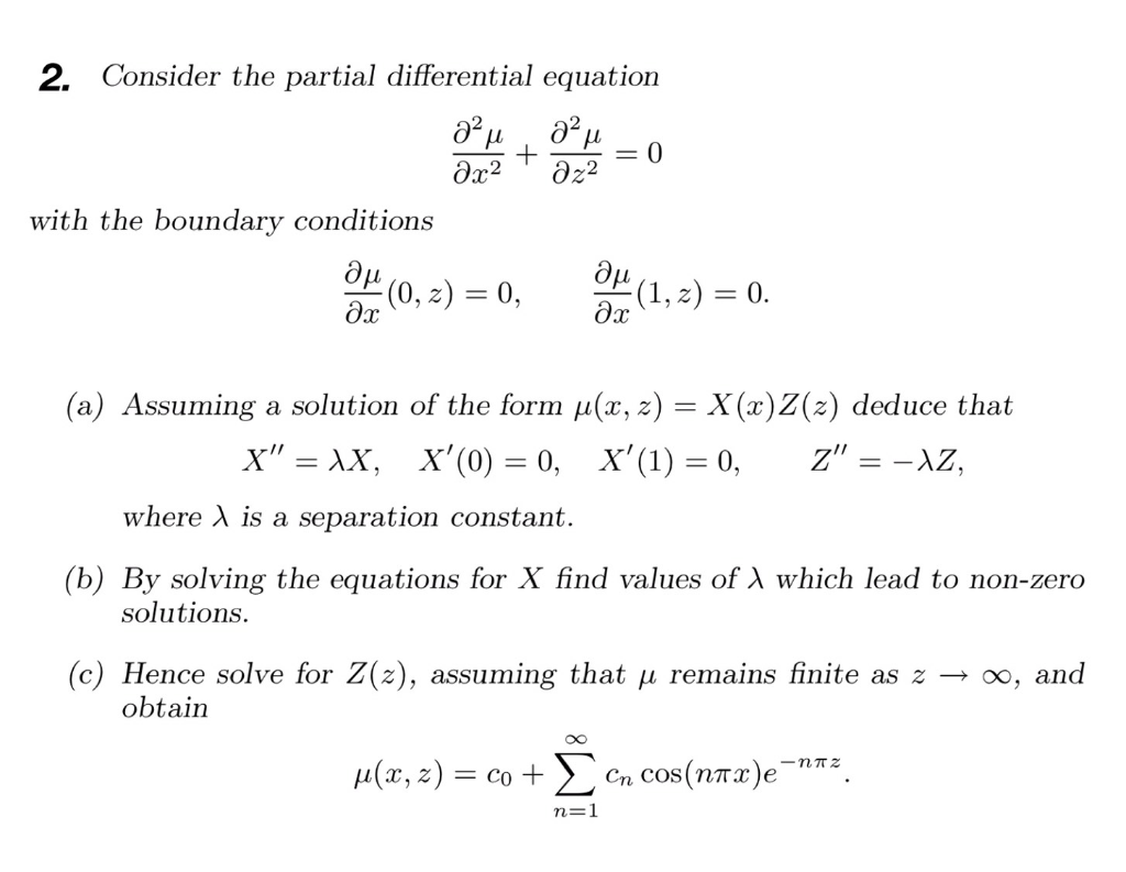 Solved 2 Consider The Partial Differential Equatiorn 2 2 Chegg Com