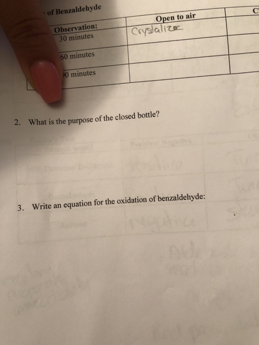Oxidation of benzaldehyde experiment picture