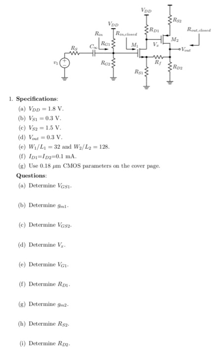 Solved Vdd Rnloseddi Rci Am Roz Ri D2 Rsi 1 Specificatio Chegg Com