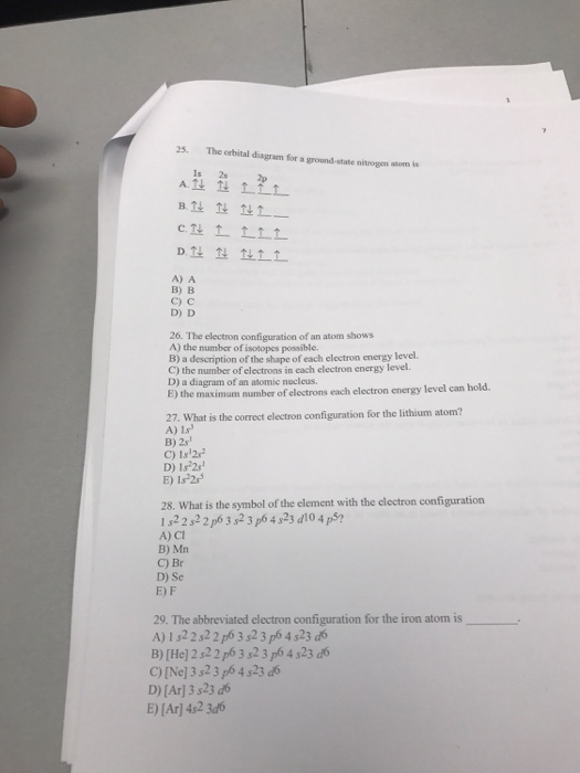 atomic questions number Orbital Diagram Nitrogen Ground A For State Is Solved: The