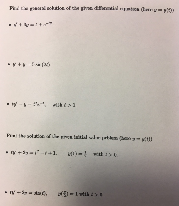 Solved Find The General Solution Of The Given Differentia Chegg Com