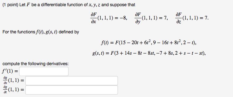 Solved Let Ff Be A Differentiable Function Of X Y Z And S Chegg Com