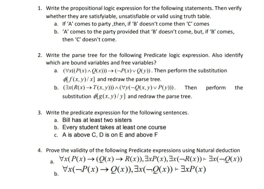 Solved 1 Write The Propositional Logic Expression For Th Chegg Com