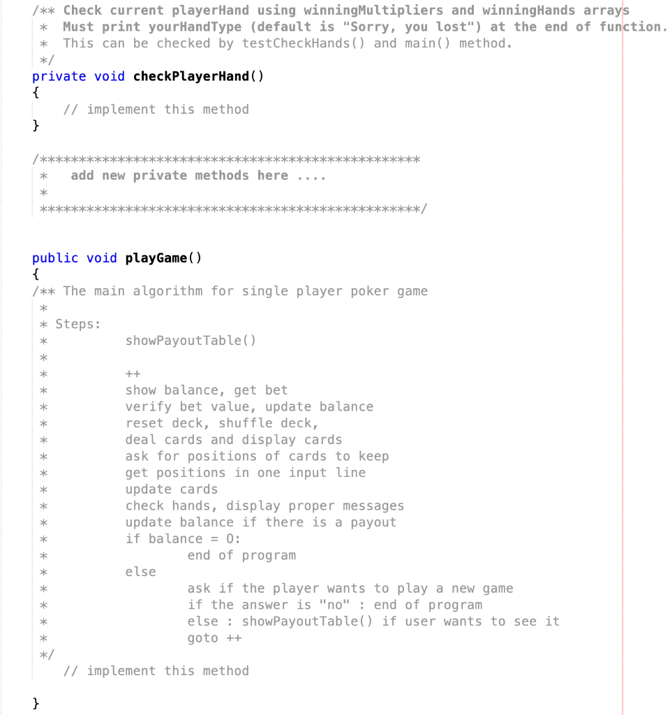 /* Check current playerHand using winningMultipliers and winningHands arrays Must print yourHandType (default is Sorry, you