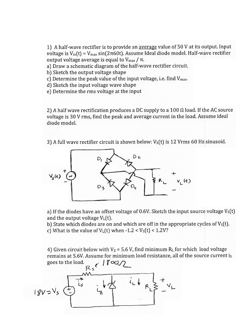 1 A Half Wave Rectifier Is To Provide An Average Chegg Com