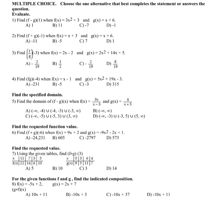 Multiple Choice Choose The One Alternative That Best Chegg Com