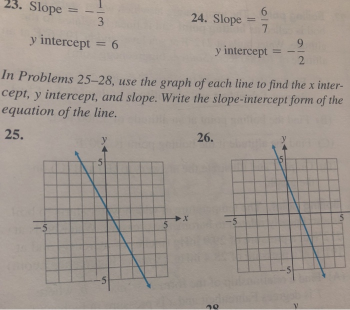 Solved 23 Slope 24 Slope 7 Y Intercept 6 Y Interc