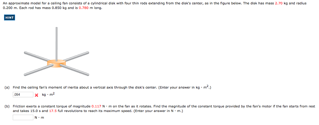 Solved An Approximate Model For A Ceiling Fan Consists Of