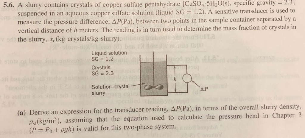 5 6 A Slurry Contains Crystals Of Copper Sulfate Chegg Com