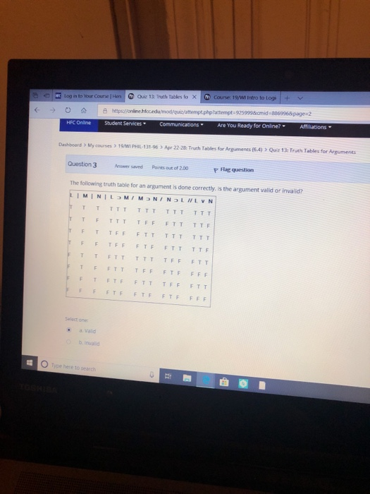 ﹀ n curses wi Intro to Log,l+ our 1): Truth tables fox: e, leg mtoYour Course į Hen Affiliations . Are You Ready for Online?