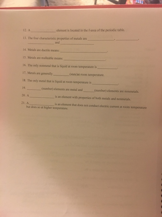 Solved Worksheet 3 Electronic Structure And Chemical Per