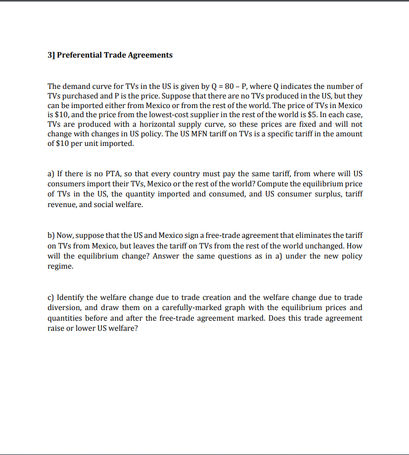 3 preferential trade agreements the demand curve chegg com 3 preferential trade agreements the