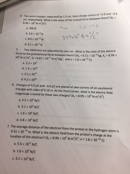 Solved Have Charge Values Of 2 0 And 4 0 Two Point Char Chegg Com