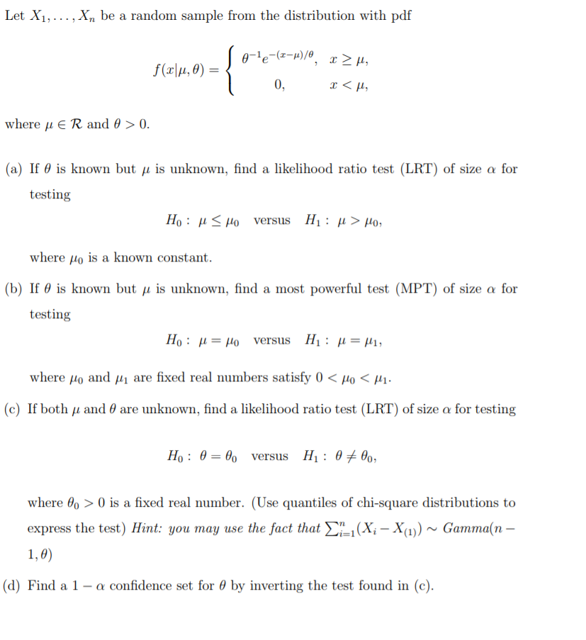Solved Likelihood Ratio Tests I Only Require A And B Chegg Com