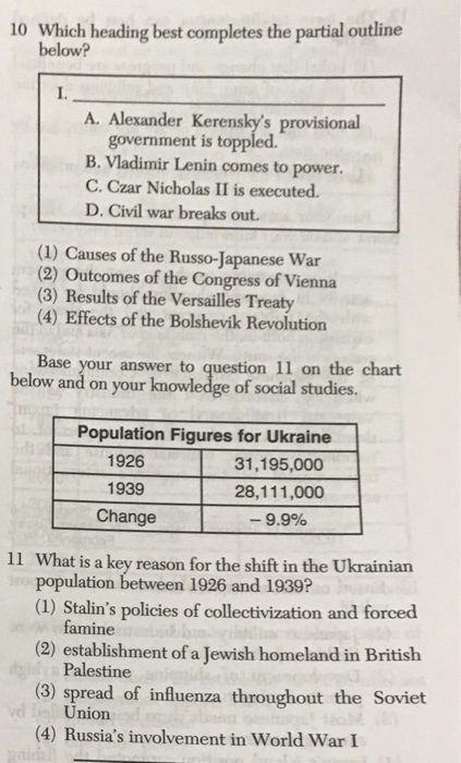10 Which Heading Best Pletes The Partial Outline Chegg 