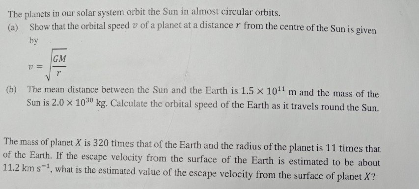 Solved The Planets In Our Solar System Orbit The Sun In A
