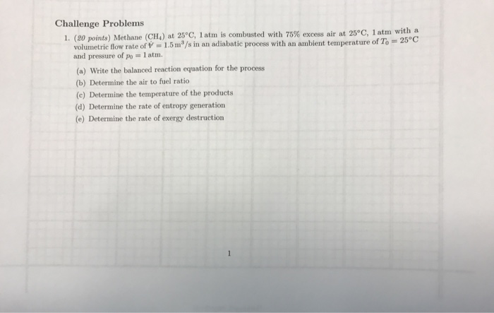 Challenge Problems 1 Points Methane Ch4 At Chegg Com
