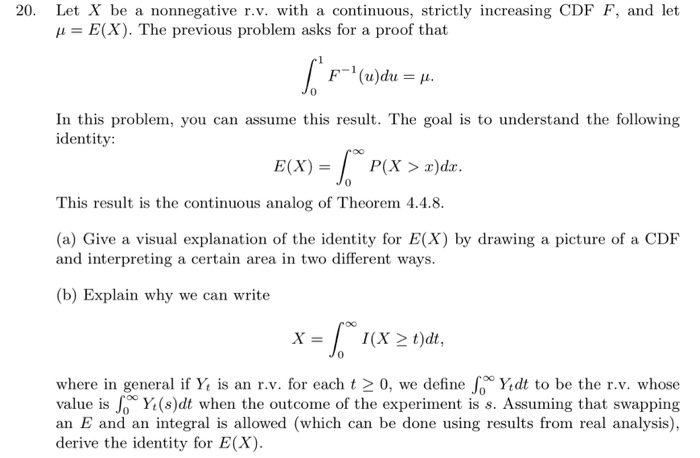 Let X Be A Nonnegative R V With A Continuous Chegg Com