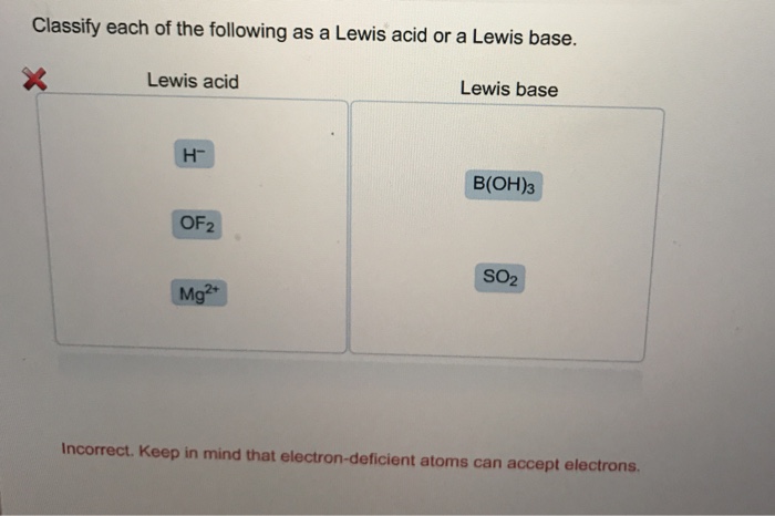 Solved Classify Each Of The Following As A Lewis Acid Or