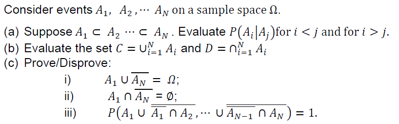 Solved Consider Events A1 An On A Sample Space W A Chegg Com