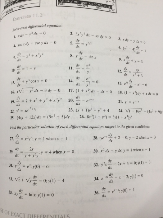 Solved Solve Each Differential Equation 1 X Dy Y 2 Dx Chegg Com
