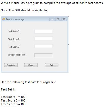 Solved Write a Visual Basic program to compute the average 