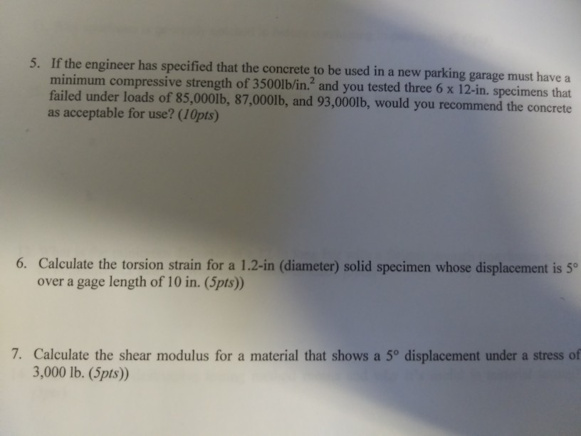 Solved 5 If The Engineer Has Specified That The Concrete