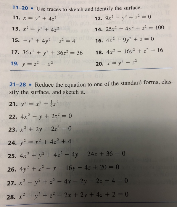 Solved 11 20 Use Traces To Sketch And Identify The Surfac