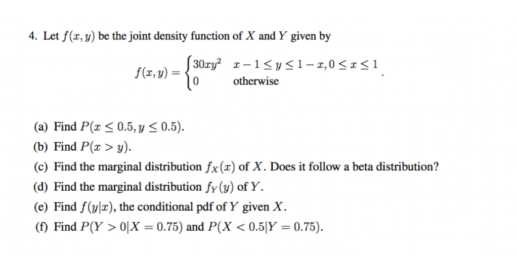 4 Let F X Be The Joint Density Function Of X And Chegg Com