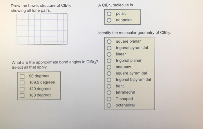 Draw The Lewis Structure Of Cibr 3 Showing All Lone Chegg 