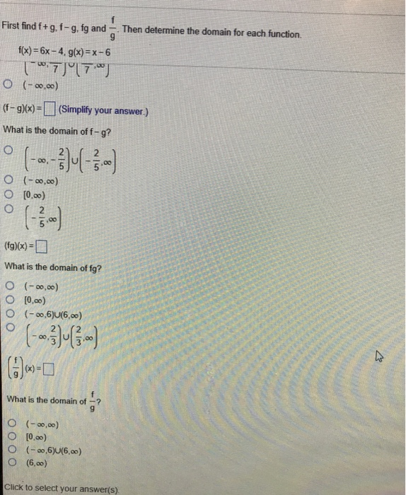 First Find F G F G Fg And Then Determine The Domain Chegg Com