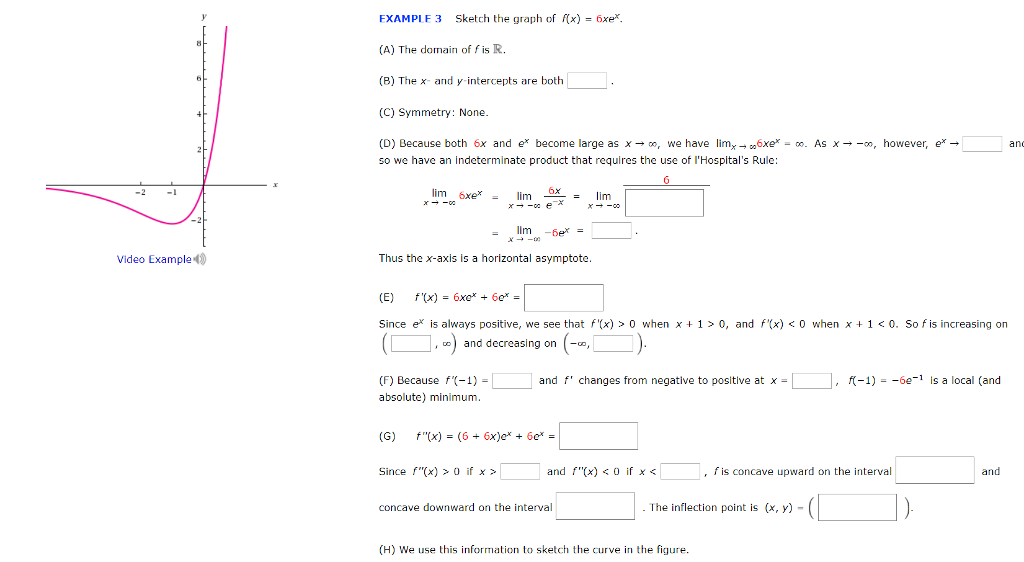 Solved Example 3 Sketch The Graph Of X 6xex A The Chegg Com