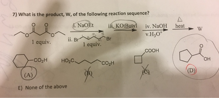 7 What Is The Product W Of The Following Reaction Chegg 