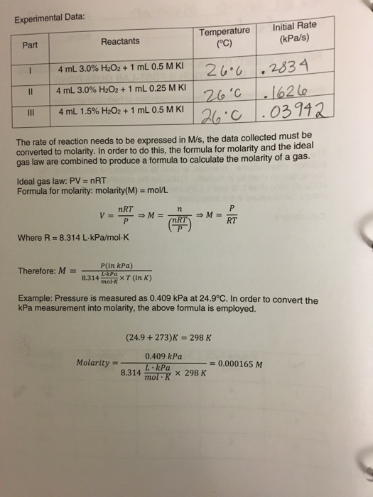 Solved Report Sheet Decomposition Of Hydrogen Peroxide D Chegg Com