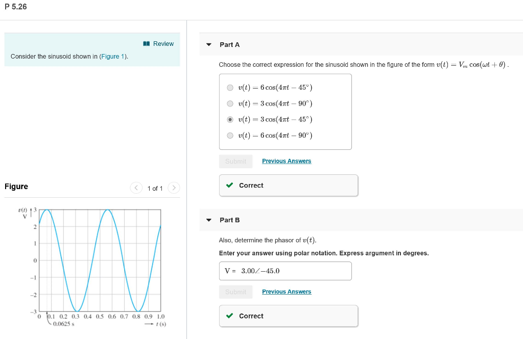 Solved P 5 26 Review Part A Consider The Sinusoid Shown I Chegg Com