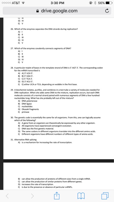 Solved Which Of The Enzymes Separates The Dna Strands During | Chegg.com