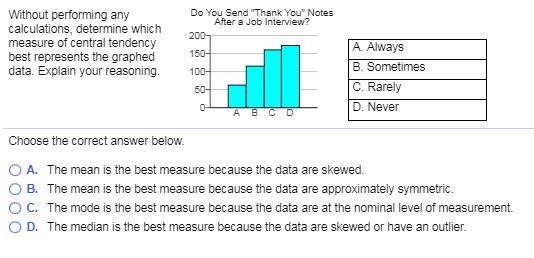 Solved Without Performing Any Calculations Determine Whi Question Without Performing Any Calculations Determine Which Measure Of Central Tendency Best Represents