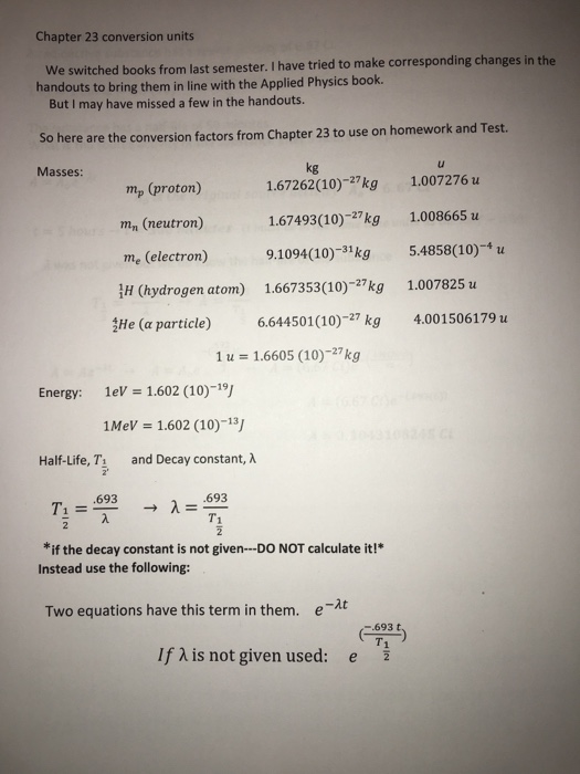 atomic mass unit conversion