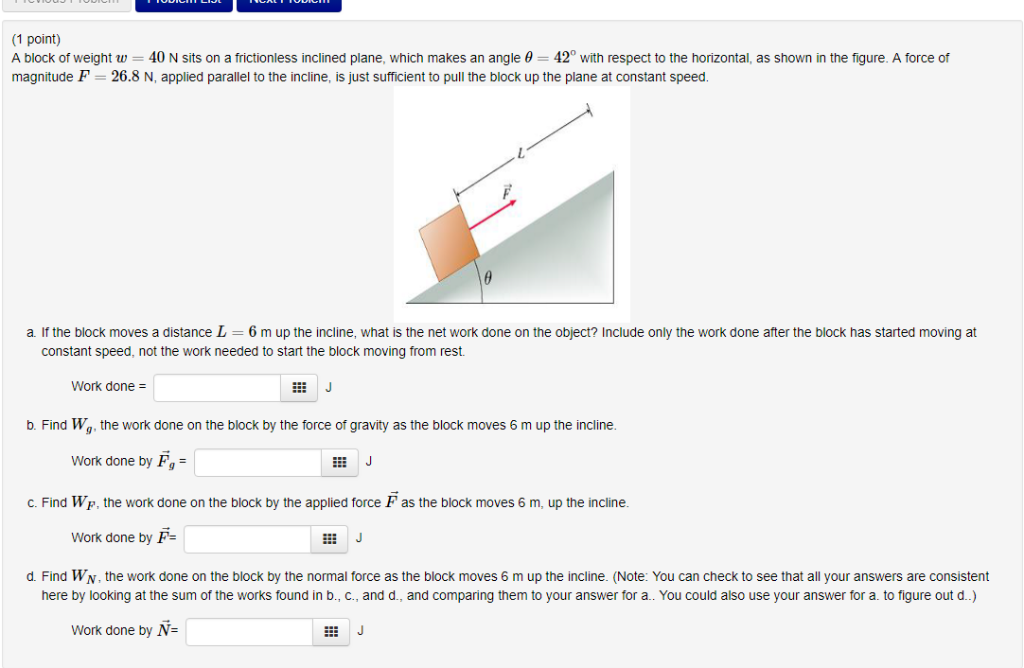 Solved 1 Point A Block Of Weight W 40 N Sits On A Chegg Com