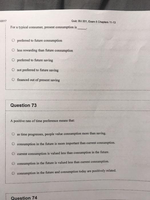 Solved: 2017 Quiz: BU 201, Exam 5 Chapters 11-13 For A Typ... | Chegg.com