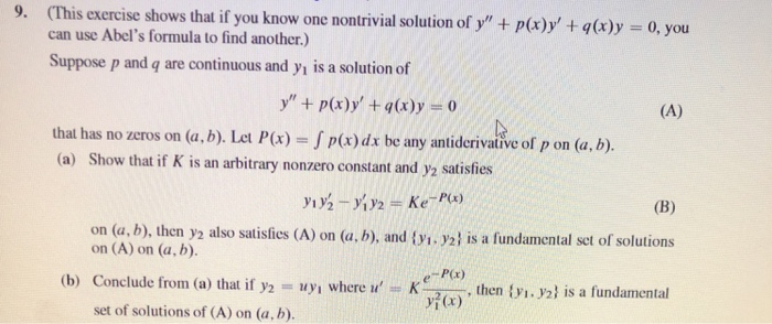 Solved Using The Solutions To Number 9 Find The Second Chegg Com