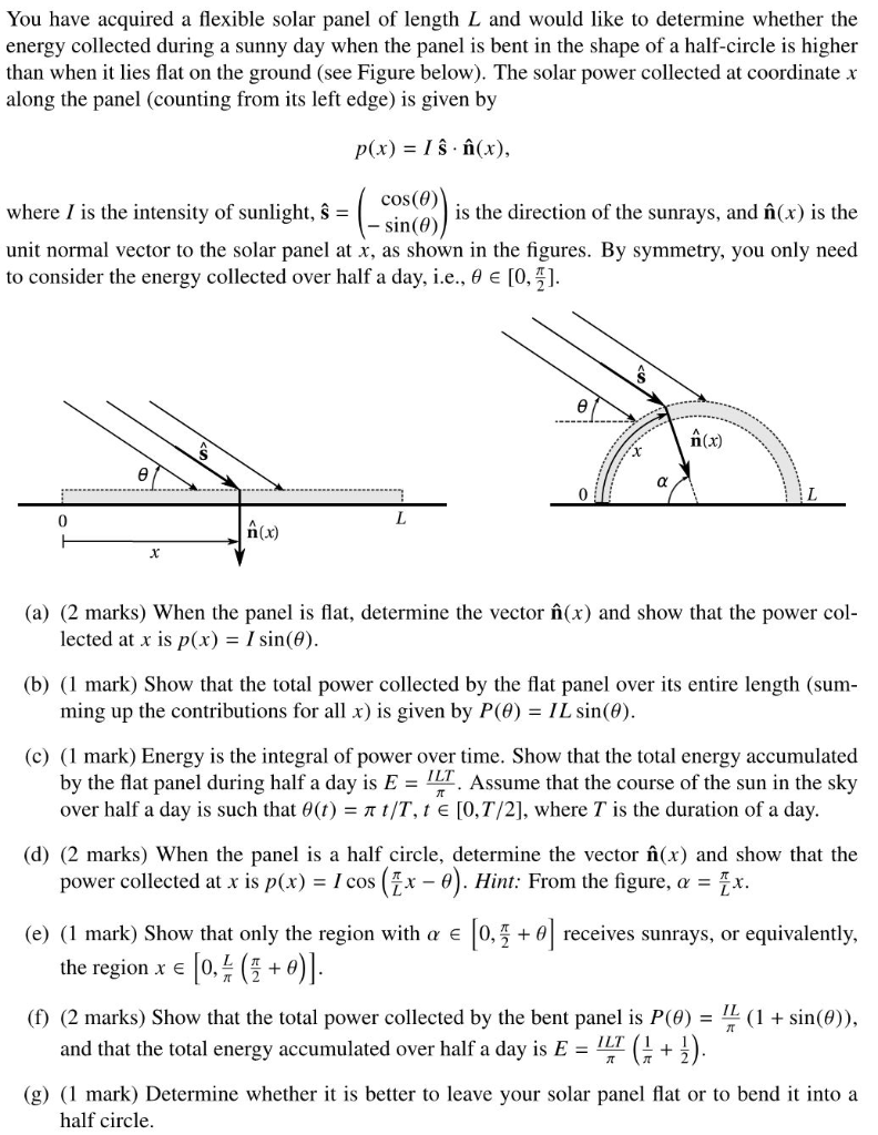 Solved You Have Acquired A Flexible Solar Panel Of Length Chegg Com